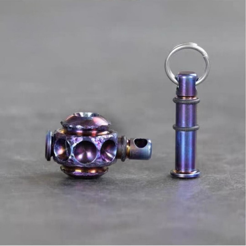 Outdoor Titanium Lanyard Bead Bolt Holder With Split Ring Keychain Necklace DIY