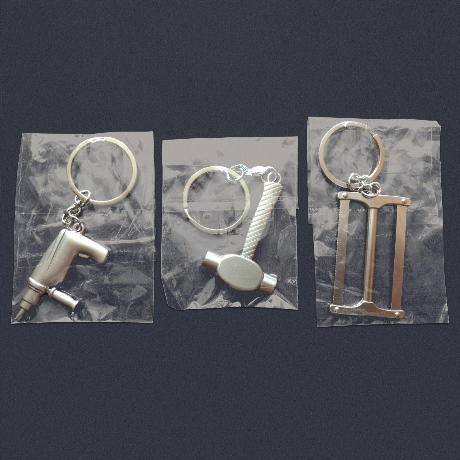 16-Piece Pretend Play Set Mini Construction Multi Tools Metal Keychains, Asso…