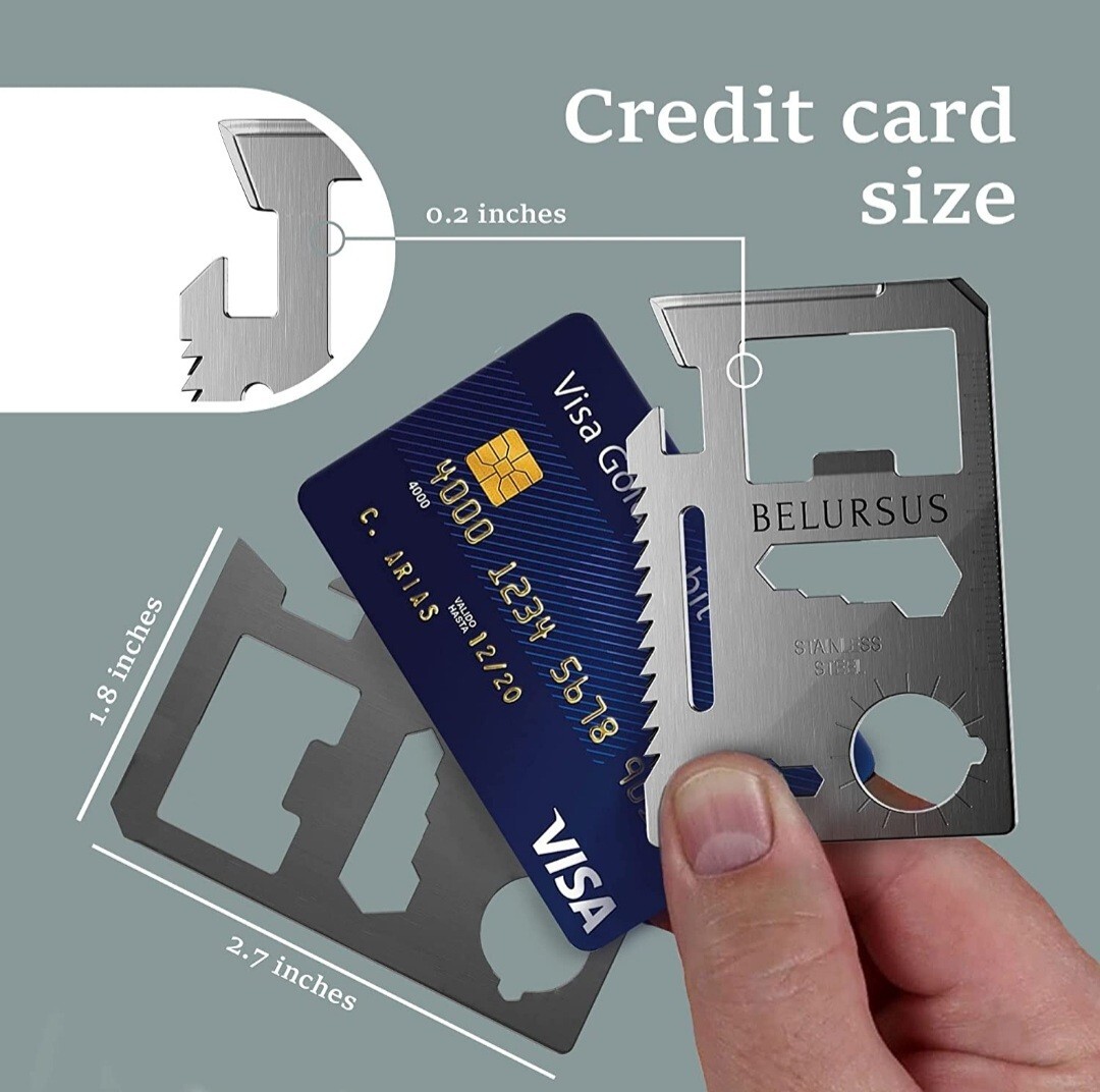 BELURSUS New Multipurpose Wallet Pocket Card – Credit Card Size Tool – 14 Uses