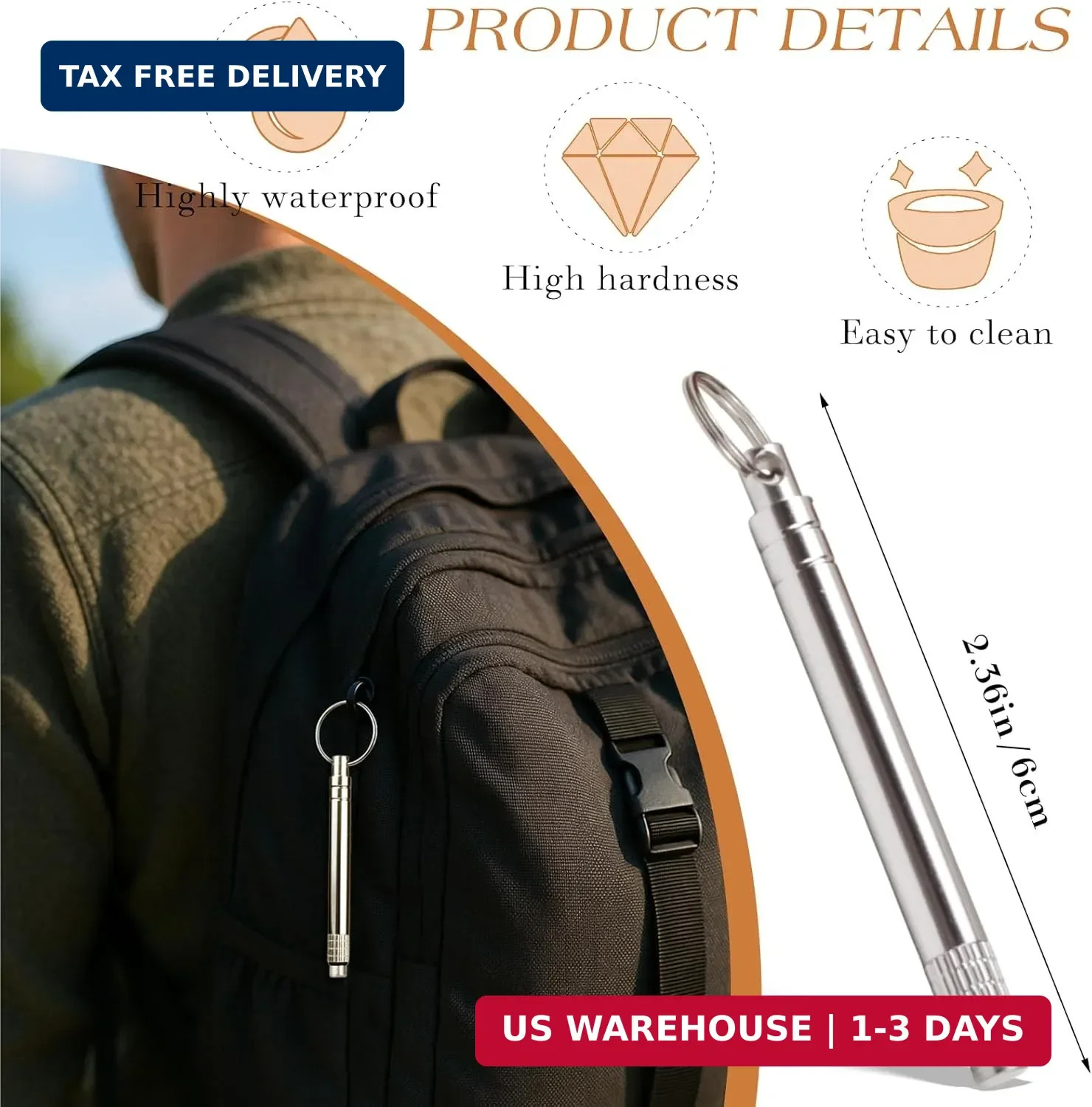 2PCS Portable Mini Titanium Toothpicks with Stainless Steel Holder – Reusable Me