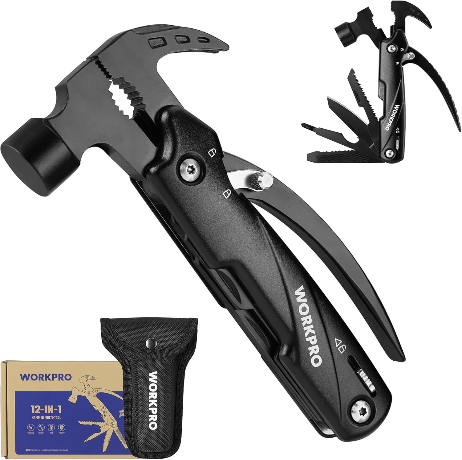 Multitool-12 in 1 Camping Tools with Mini Hammer-Edc Gear Multi Tools Hammer wit