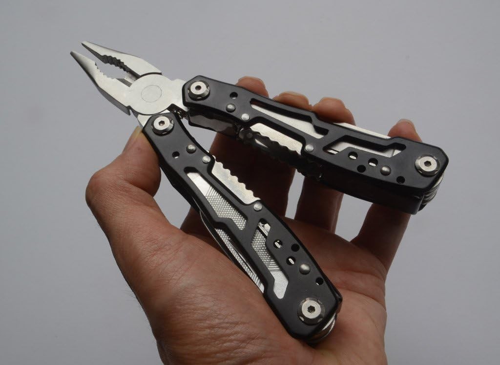 12 in 1 Multitool Stainless Steel SpringAct Pliers Pocket Clip for Hiking
