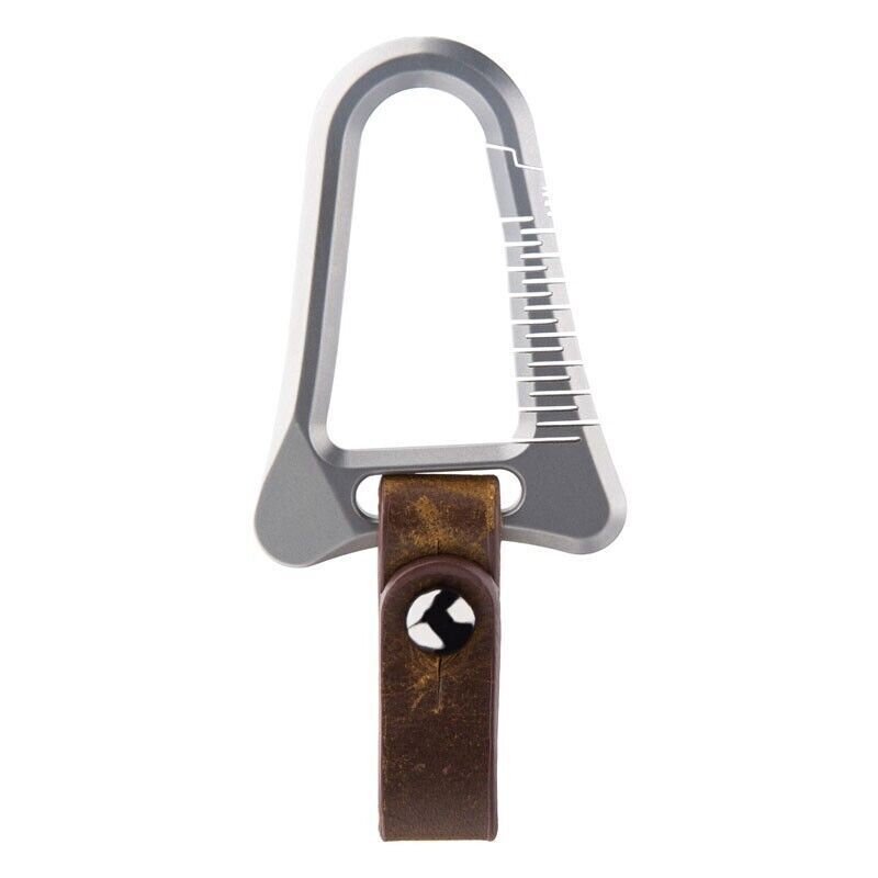 Titanium Alloy + Leather Keychain Carabiner Removable Key Bag Pendant EDC Tool