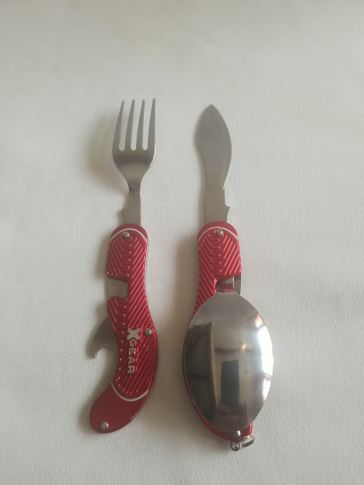 3 in 1 Foldable Camping Hiking Picnic Cutlery Fork Spoon Bottle Opener 2 Pieces