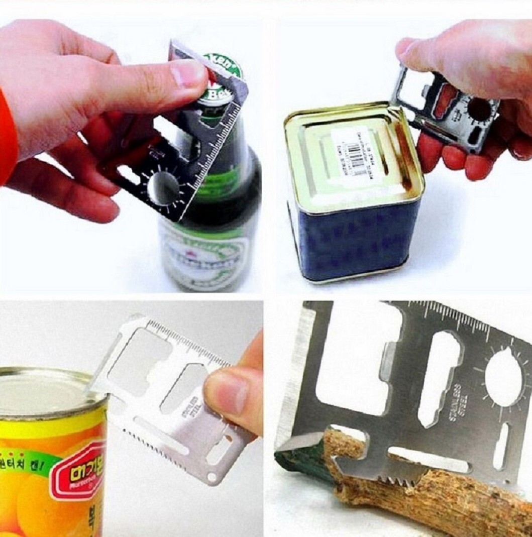 4-Pack Stainless Steel Multi-Functional Credit Card Size Survival Pocket Tool