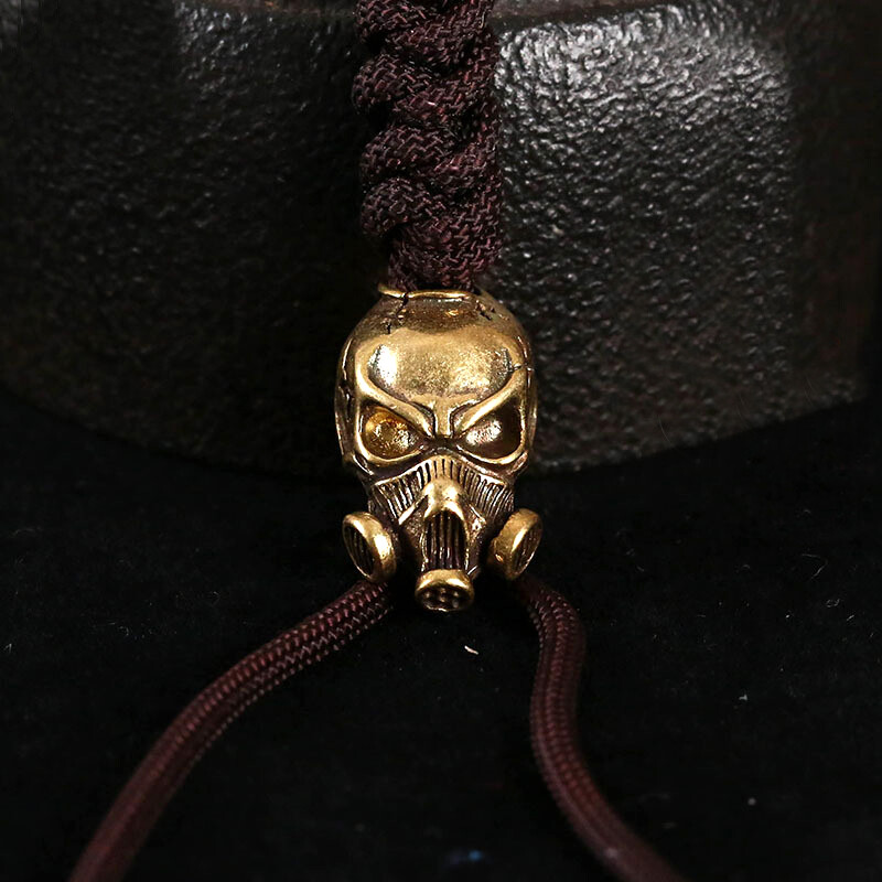 Outdoors DIY Tools EDC Brass Punk Skull Knife Beads Lanyard Pendants KeyChain