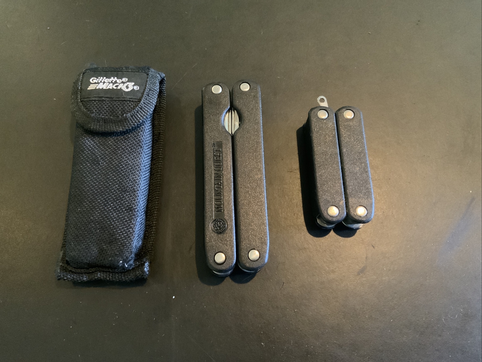 Lot of 2 Black Multi Tools Gilette Mach 3 & Generic Pliers Knife Saw