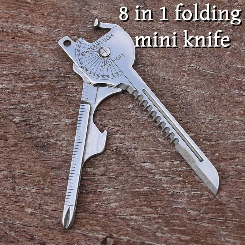 8-in-1 Multifunctional Keychain Folding Pliers Screwdriver Bottle Opener, Black