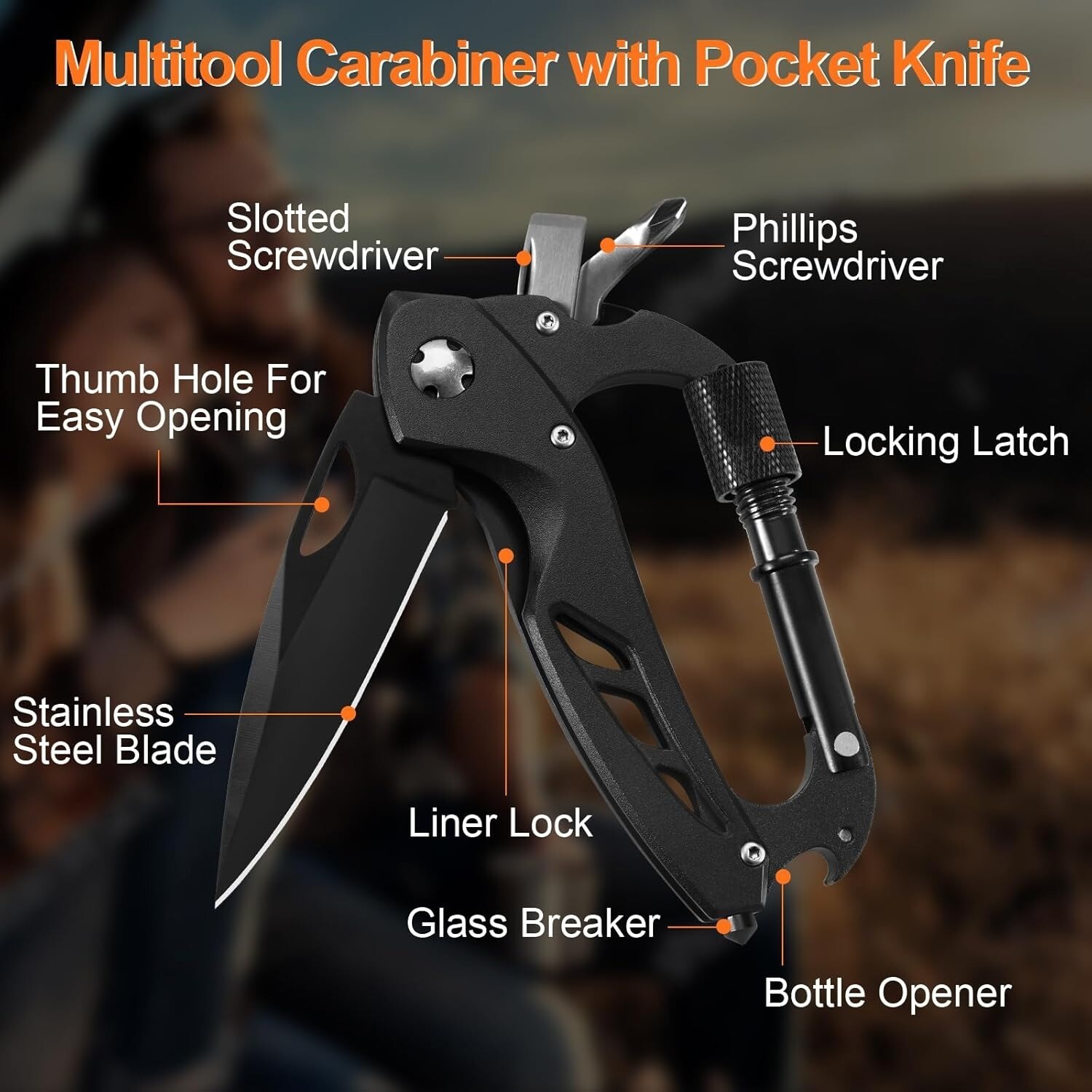 Multitool Carabiner Best Dad Ever Gift 6in1 Knife Opener Survival Gear
