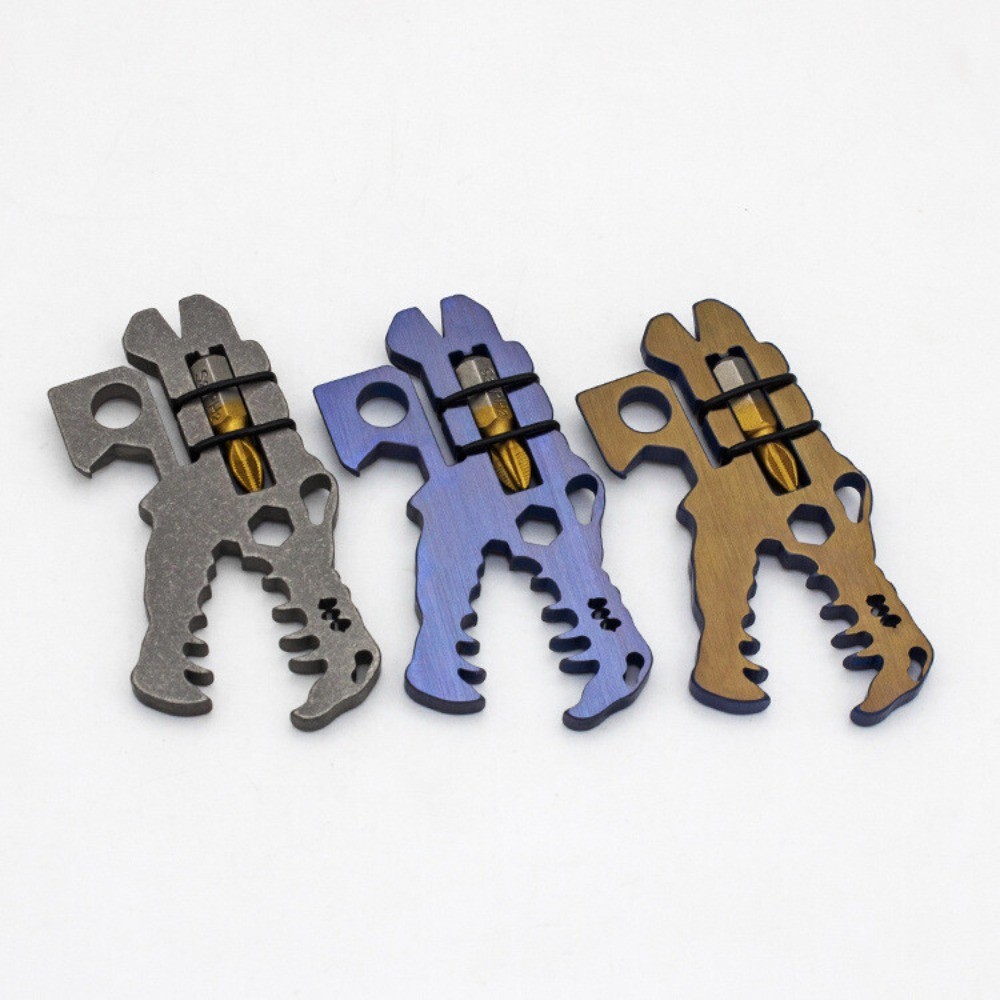 Titanium Alloy Pocket Multi Dinosaur Head Bottle Opener Pry Bar Screwdriver Tool