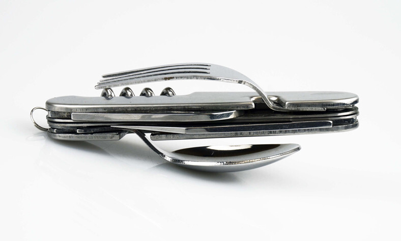 7-In-1 Stainless Steel Multi Function Camping Tool Utensils Knife Spoon Opener