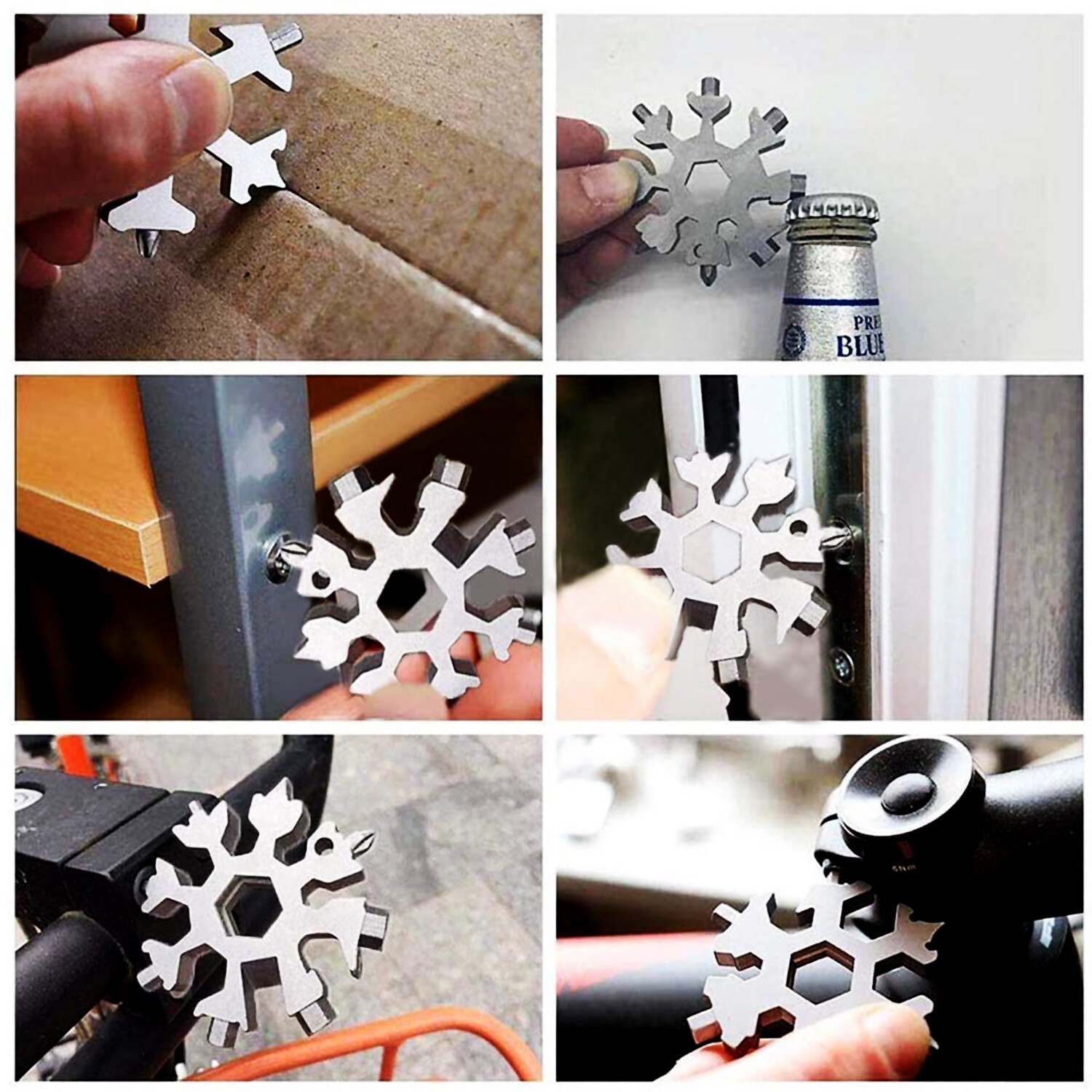 4 Colors 18-in-1 Snowflake Multi-Tool Carbon Steel Multitool Screwdriver Opener