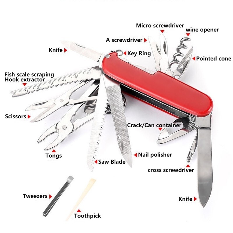 17 in 1 multifunctional tool, outdoor survival tool, classic folding knife