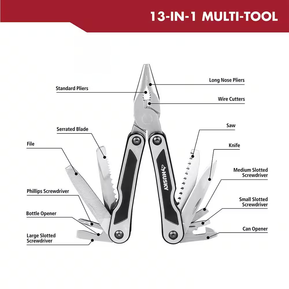 Multi Tool 13 In 1 Stainless Steel Folding Pliers Screwdriver Survival Camping