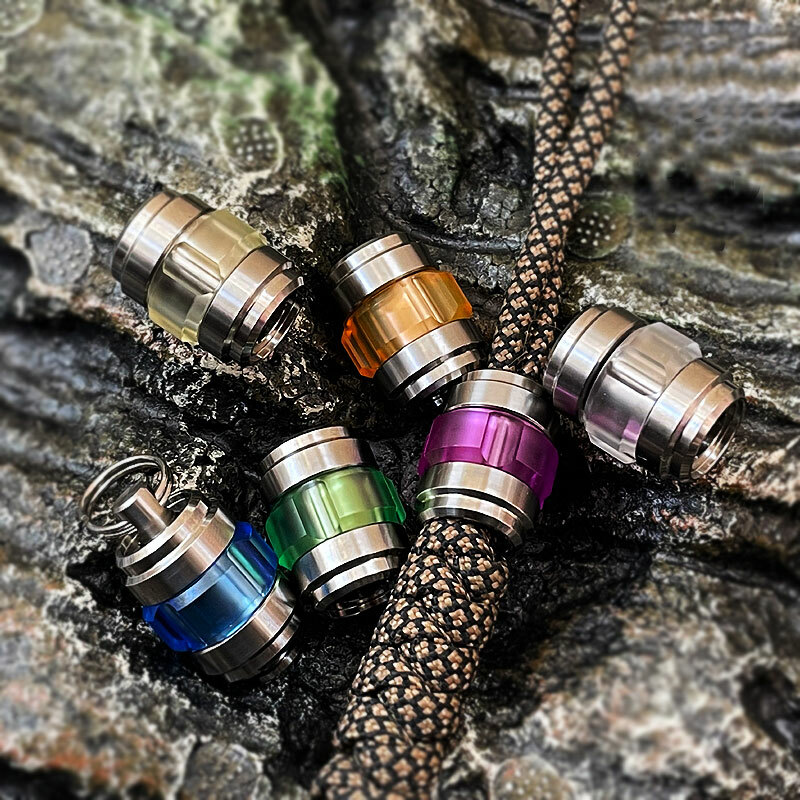 Titanium Alloy + Resin Light DIY Pendant Lanyard Bead Keychai Necklace EDC Tool