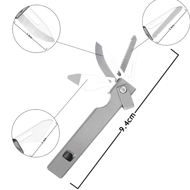 5-in-1 Pocket Safety Whistle Multi Purpose tool Outdoor Camping Folding Blade