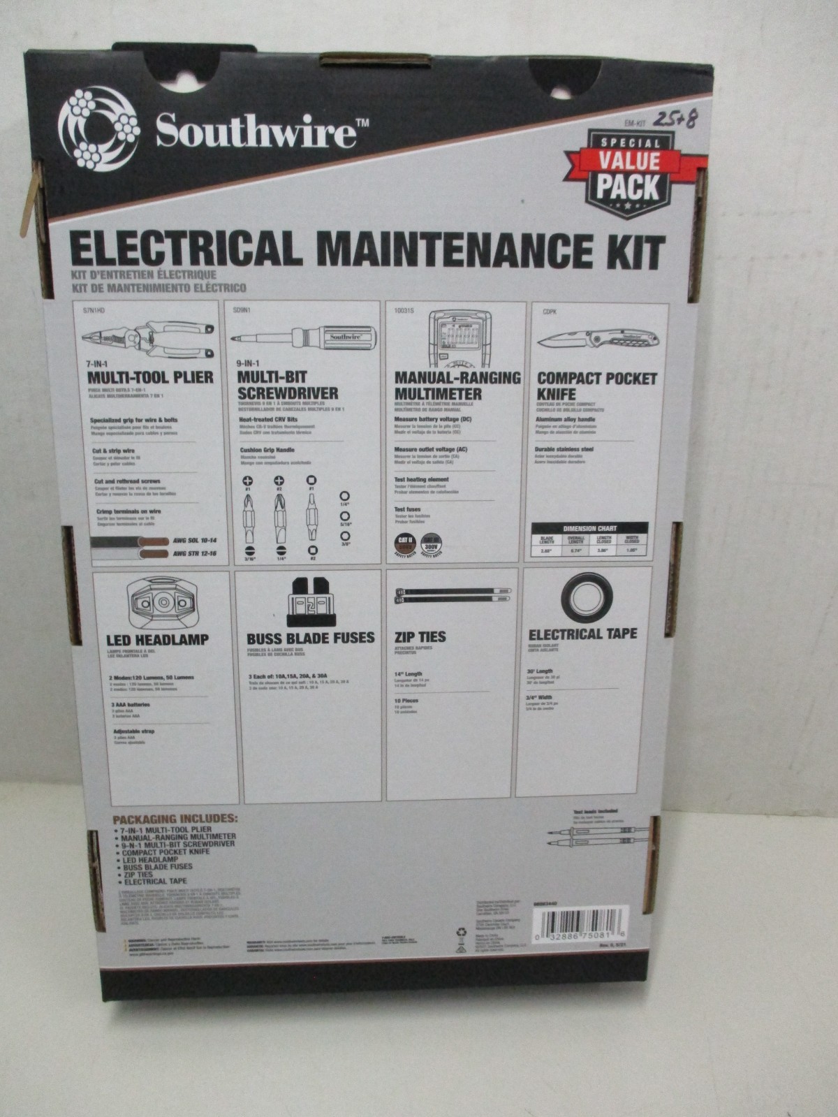 Electrical Maintenance Tool Kit including Multi-Tool Pliers, Multimeter & more!