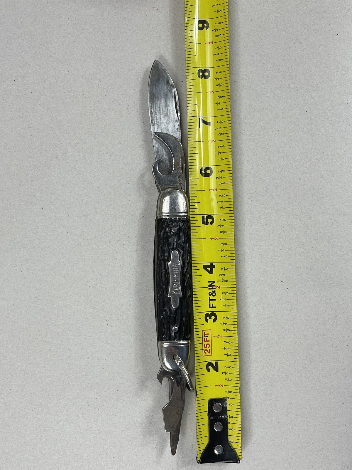 Vintage Imperial Multi Tool Pocket Knife Opener, Blade Pick Key Chain 50s Black
