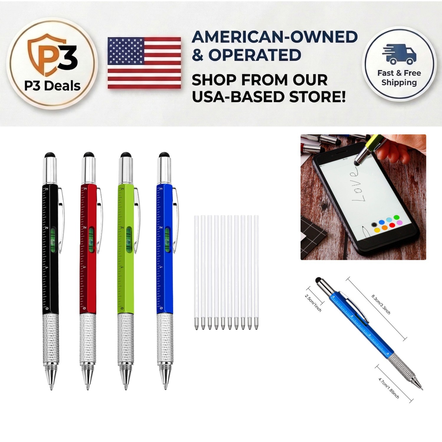 Portable Multi-Tool Pen Set with 10 Refills – Great Gift for DIY Enthusiasts