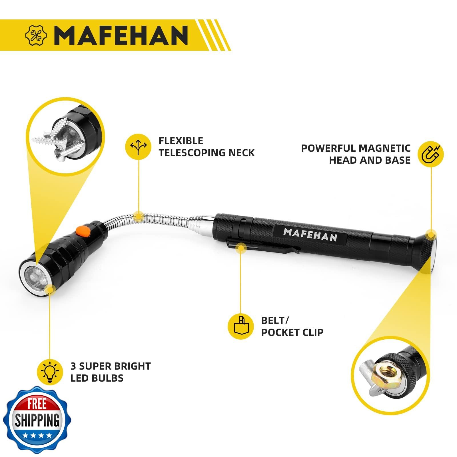 Telescoping Magnetic Pickup Tool with Extendable Flashlight, Uniq