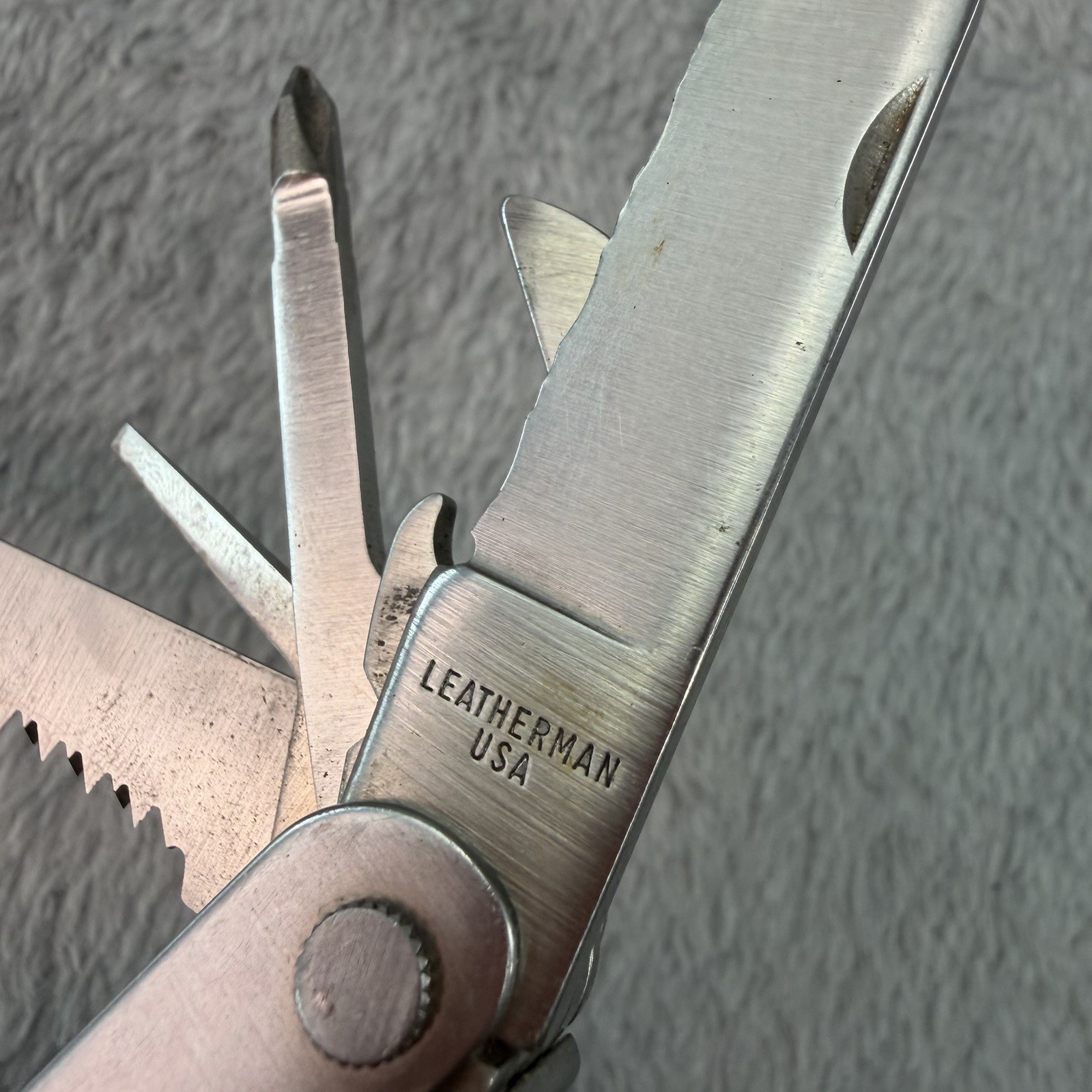 Vtg 1995 Leatherman Super Multi Tool 2 Blade Original Leather Case B501