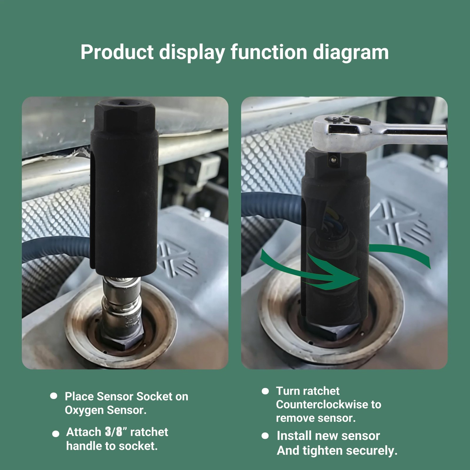 Oxygen Sensor Socket 3/8″ Drive x 7/8″ (22mm) for Easy O2 Installation & Removal