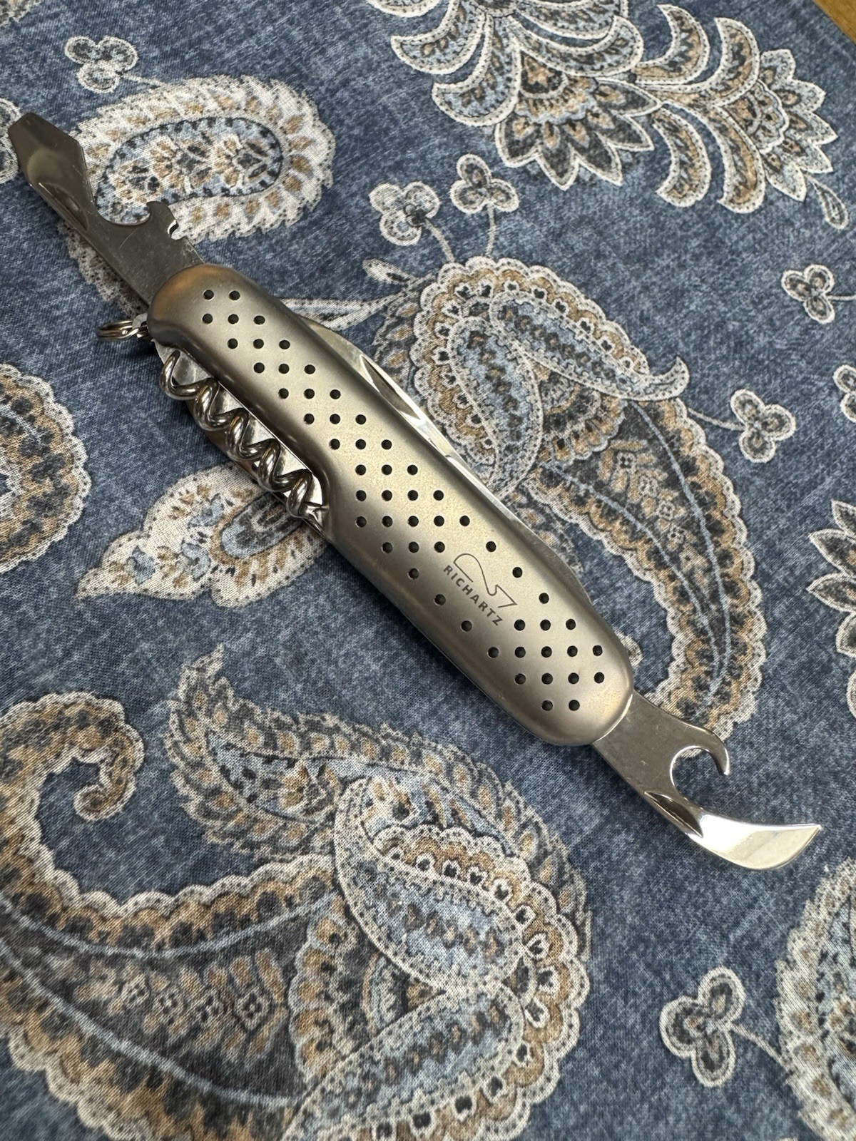 Richartz German Multi-Tool Pocket Knife w/Scissors Corkscrew, Gray Keyring