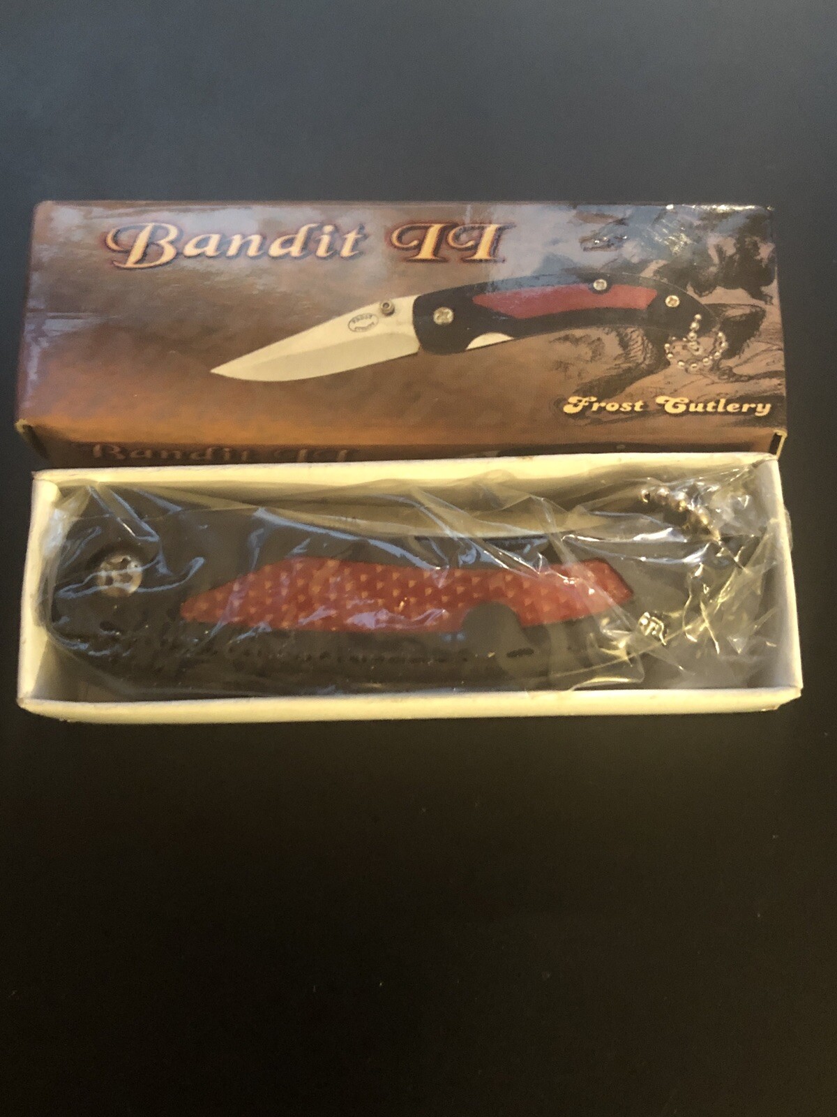 3” Pocket Knives Frost Cutlery THE BANDIT II black And Red NIB