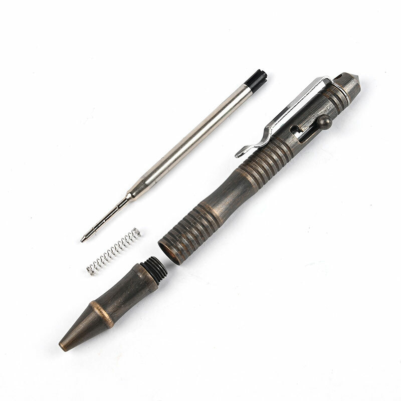 EDC Brass Retro Black Pocket Ball Pen Business Signature Pen Outdoor Record Pen