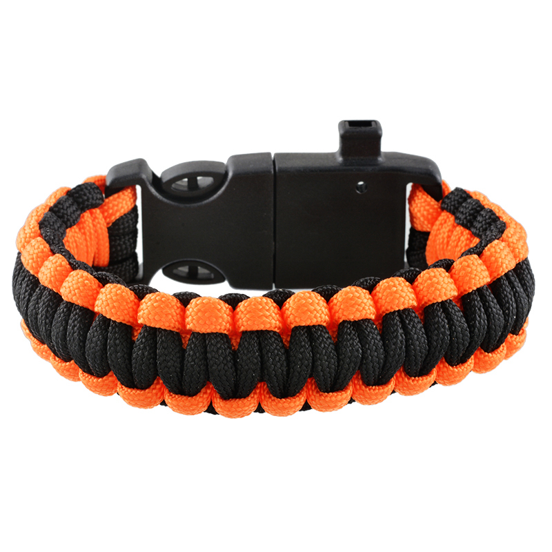 Survival Paracord Bracelet Flint Fire Starter Whistle Compass 5 in 1 Tools Kit