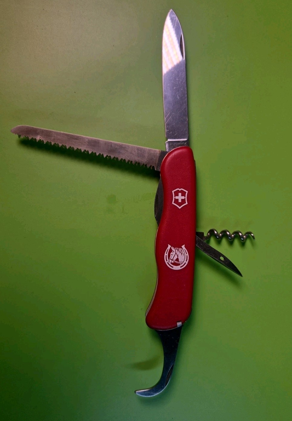Victorinox Equestrian 111mm Swiss Army Knife – Red Horse Head Logo – Hoof Pick