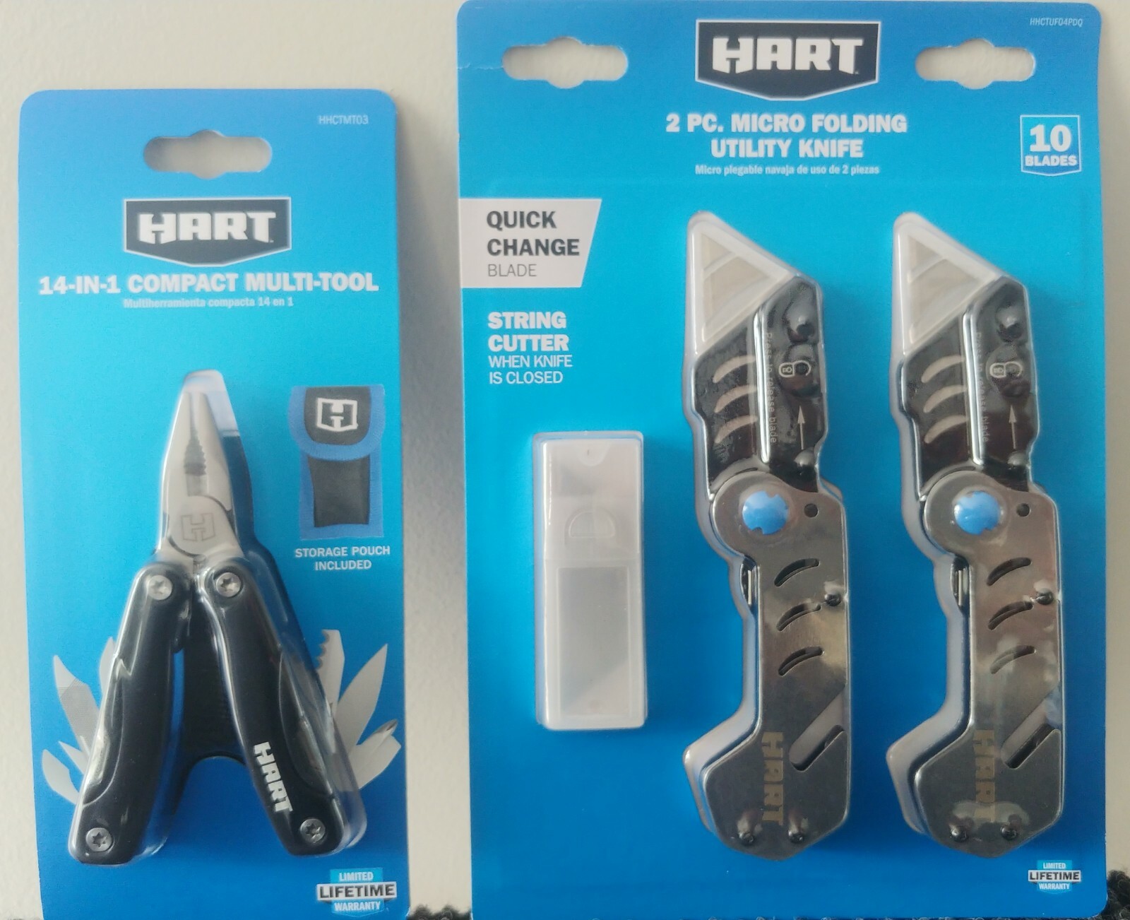Hart 14-IN-1 Compact Multi-tool w/ Carrying Pouch AND 2-pc Folding Utility Knife