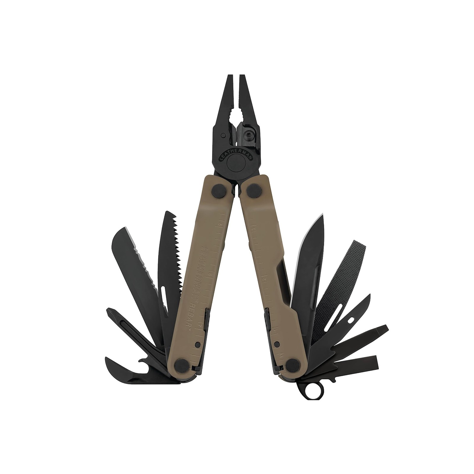 , Rebar Multitool with Premium Replaceable Wire Cutters and Saw, Coyote Tan