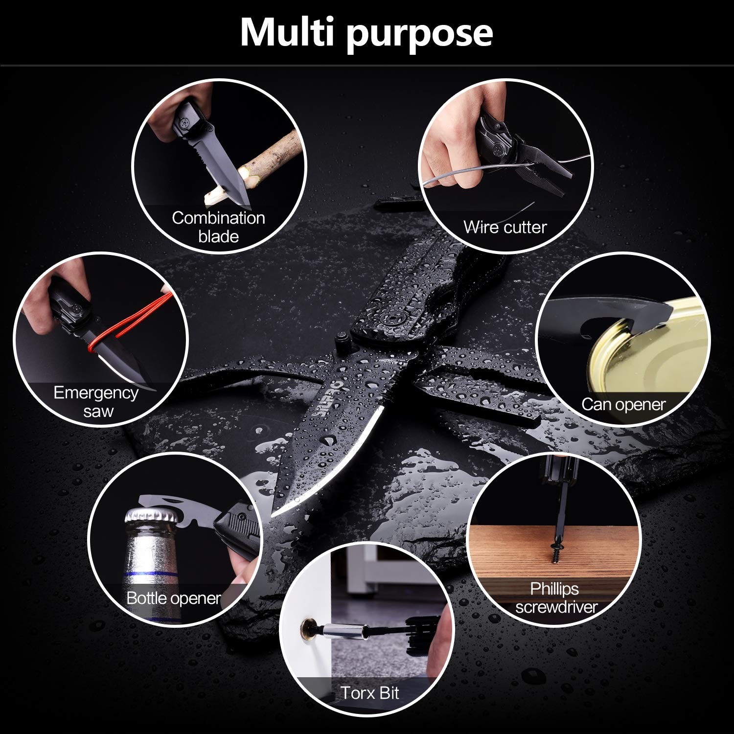 Multitool Pocket Knife for Men, Tactical Folding Multi Tool, Multipurpose Uti…