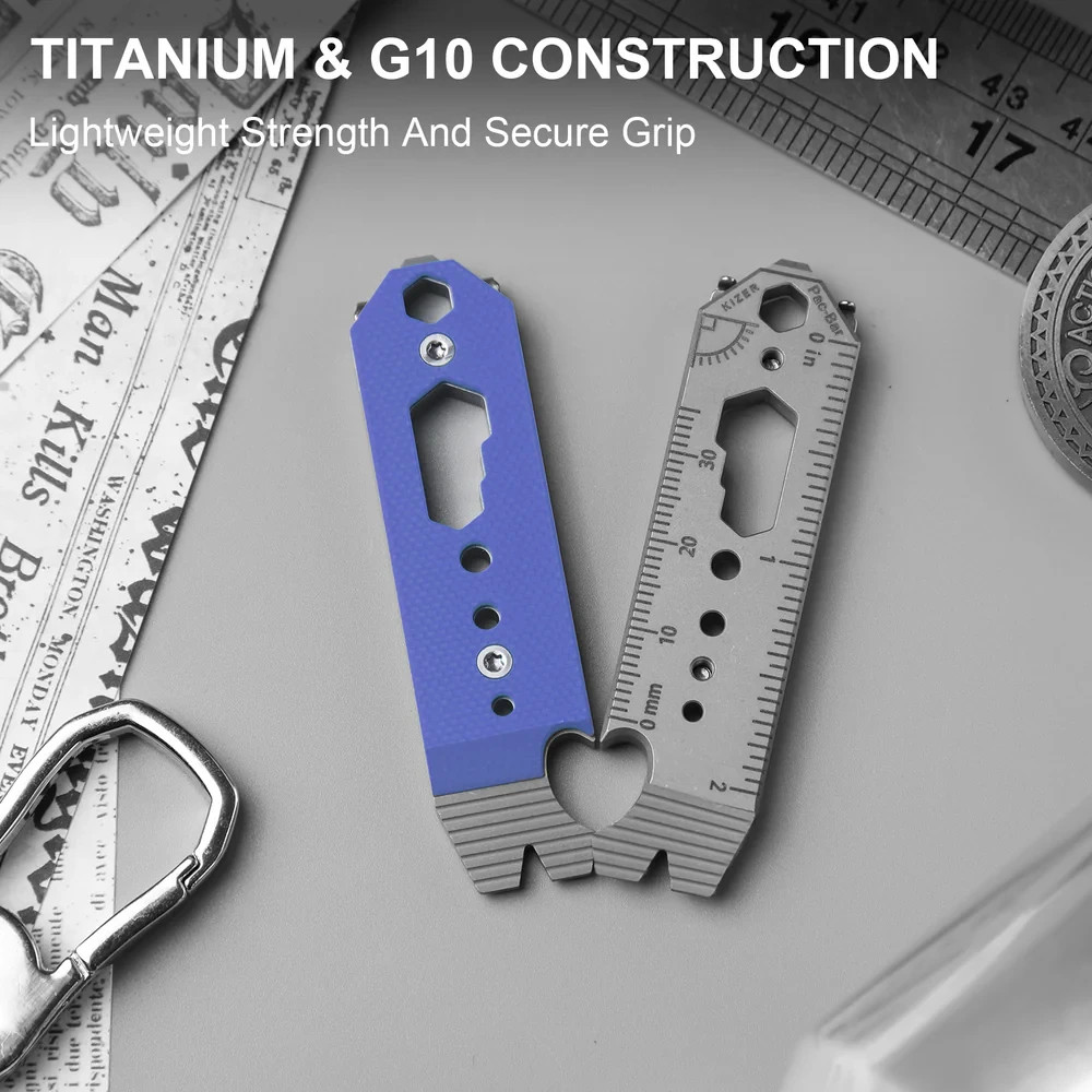 Kizer Cutlery Pac-Bar Rulers Toothpick Tweezers Prybar Bottle Opener Phillips