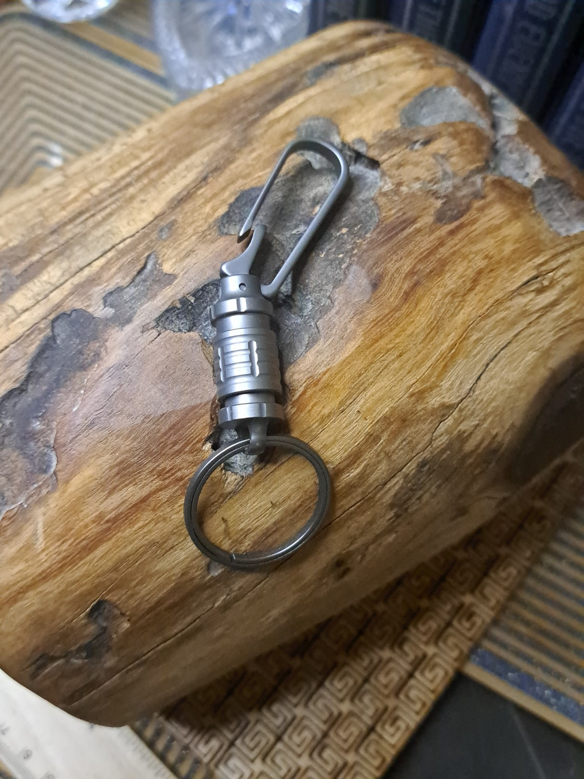 EDC Titanium Keychain Belt Loop Clip Quick-Release With Built-in Box Opener
