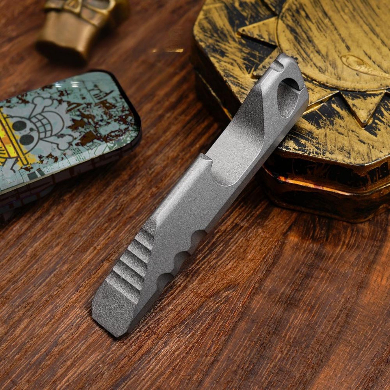 Titanium Alloy Mini Pry Bar Bottle Opener Keychain EDC Multi Tool Pocket