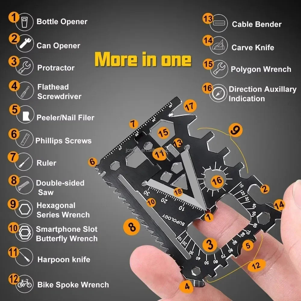 Outdoor Portable 18 in 1 Card Knife Wildlife Survival Equipment Lifesaving Card