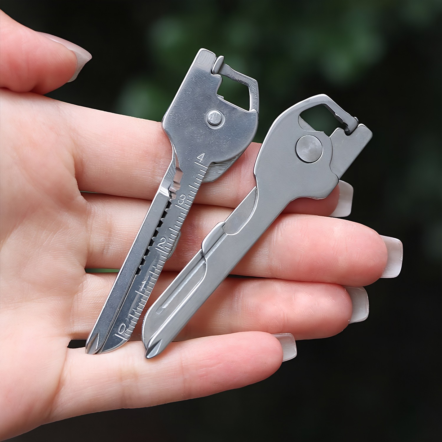 Portable 6 In 1 Multi-Functional Stainless Utili-Key Opener Keychain Ruler Tool