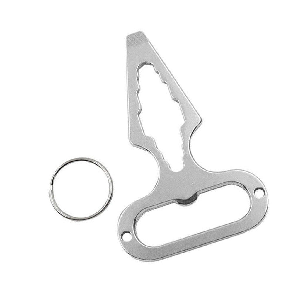 1pc Keychain Wrench Stainless Steel Press Buttons Emergency Survival Make Sound