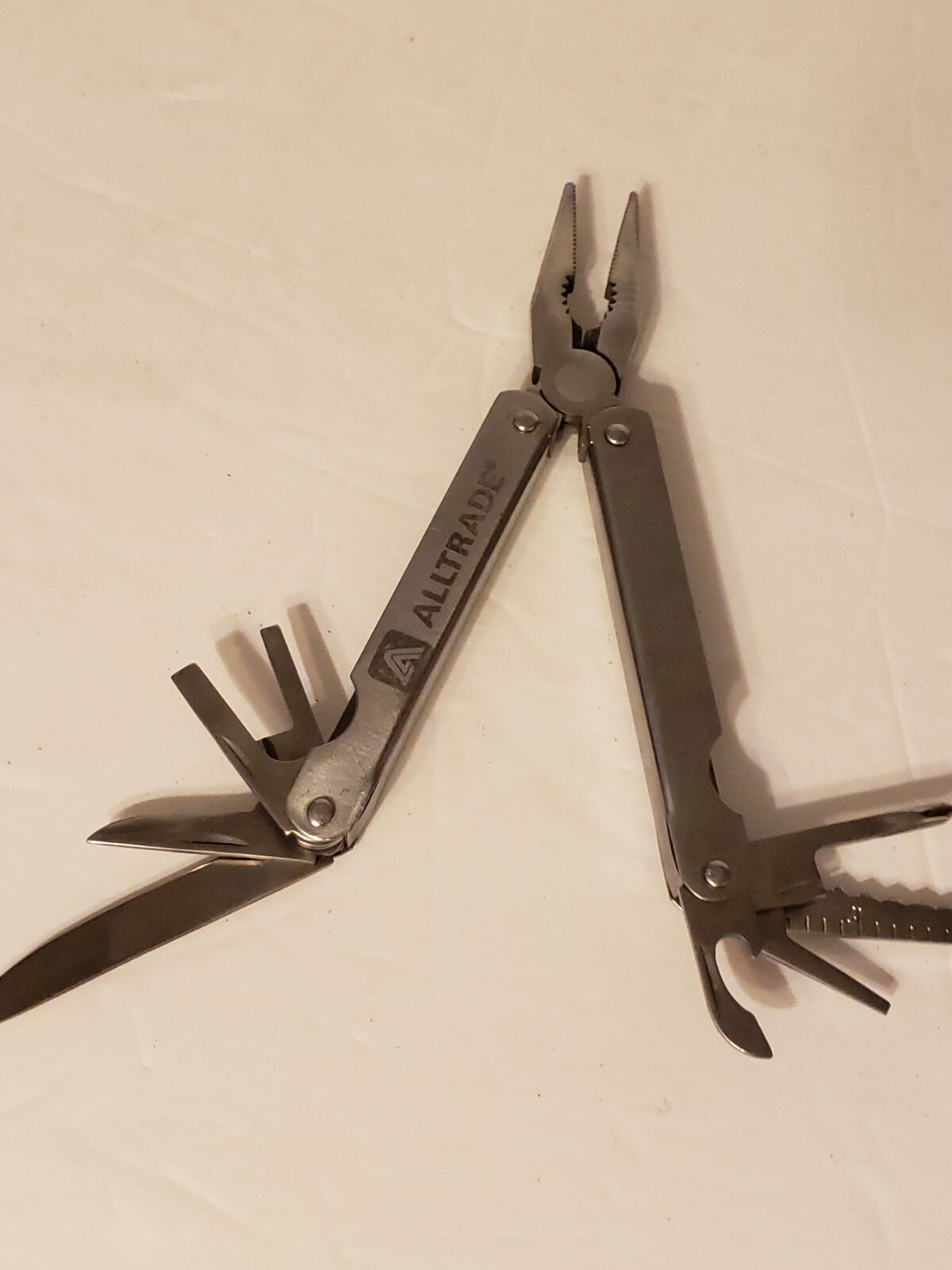 Alltrade Branded Folding Multi Tool With Sheath Pliers Knives Screw Driver Saw
