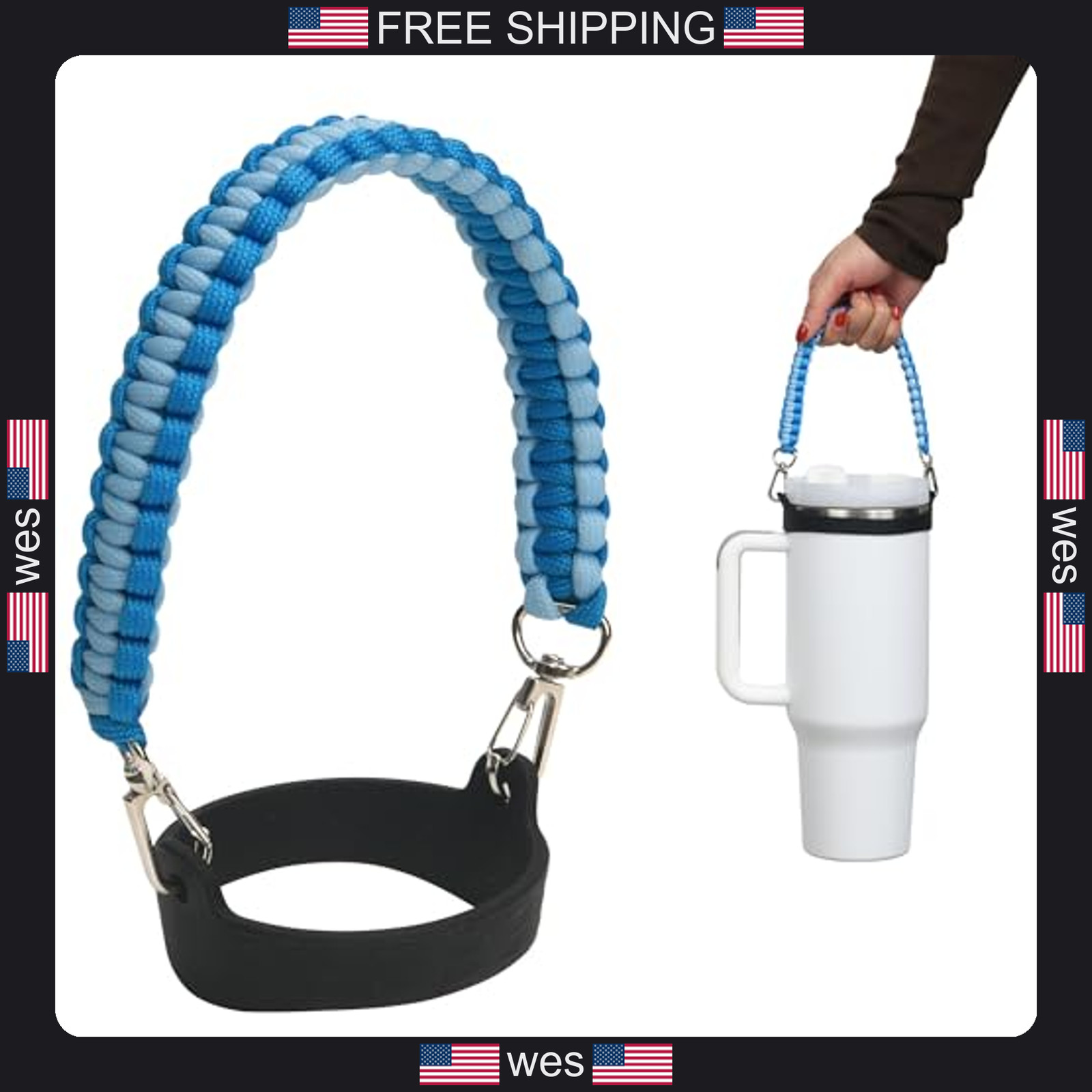 Wongeto Paracord Handle Strap for Stanley Cup – Heavy Duty Compatible with