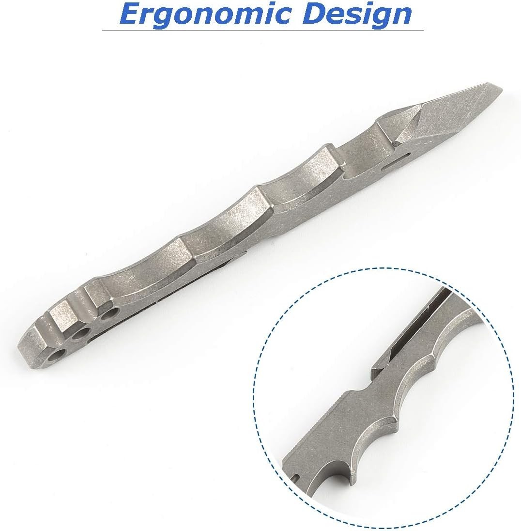 Titanium Pry Bar EDC Multi Tool with Bottle Opener Box Opener Clip Function (…