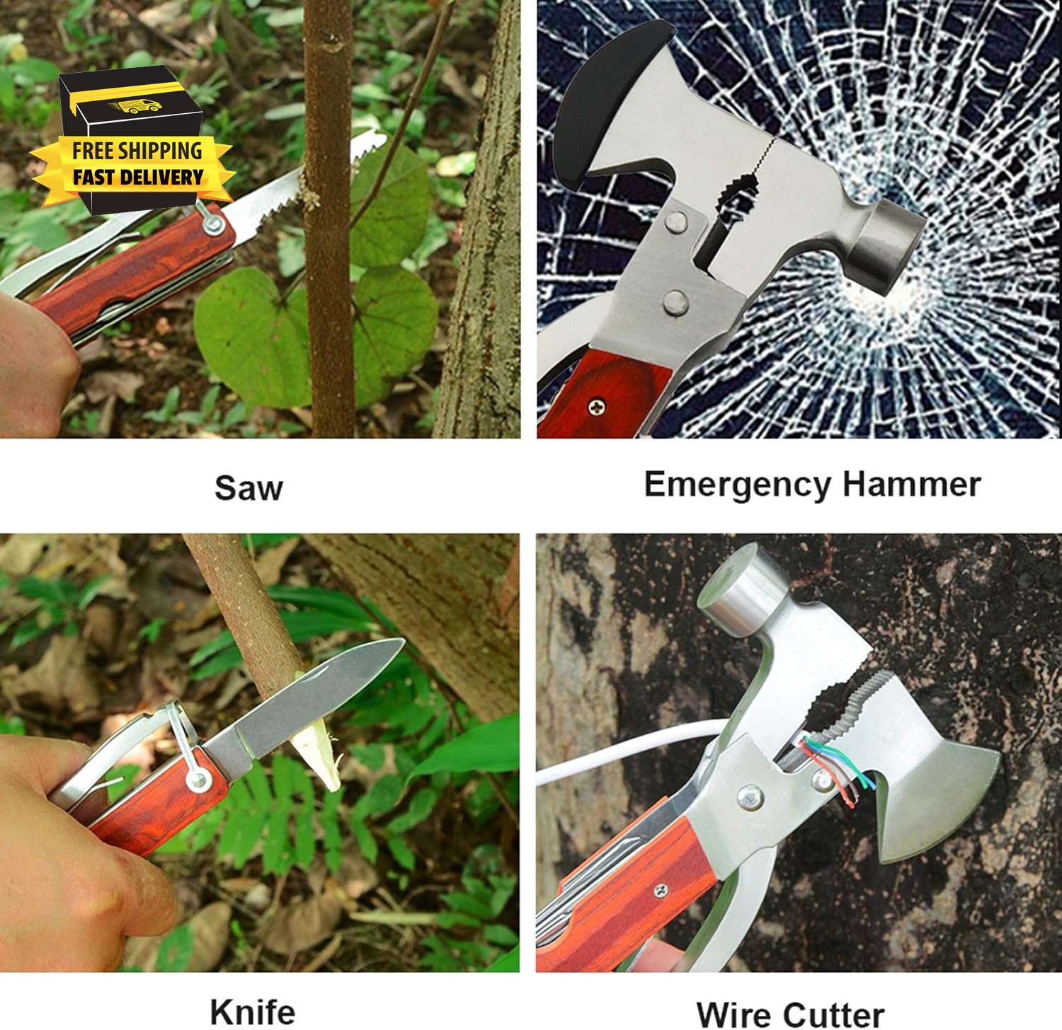18-In-1 Multitool Camping Axe Hammer, Multi Tool with Plier, Knife, Bottle Opene