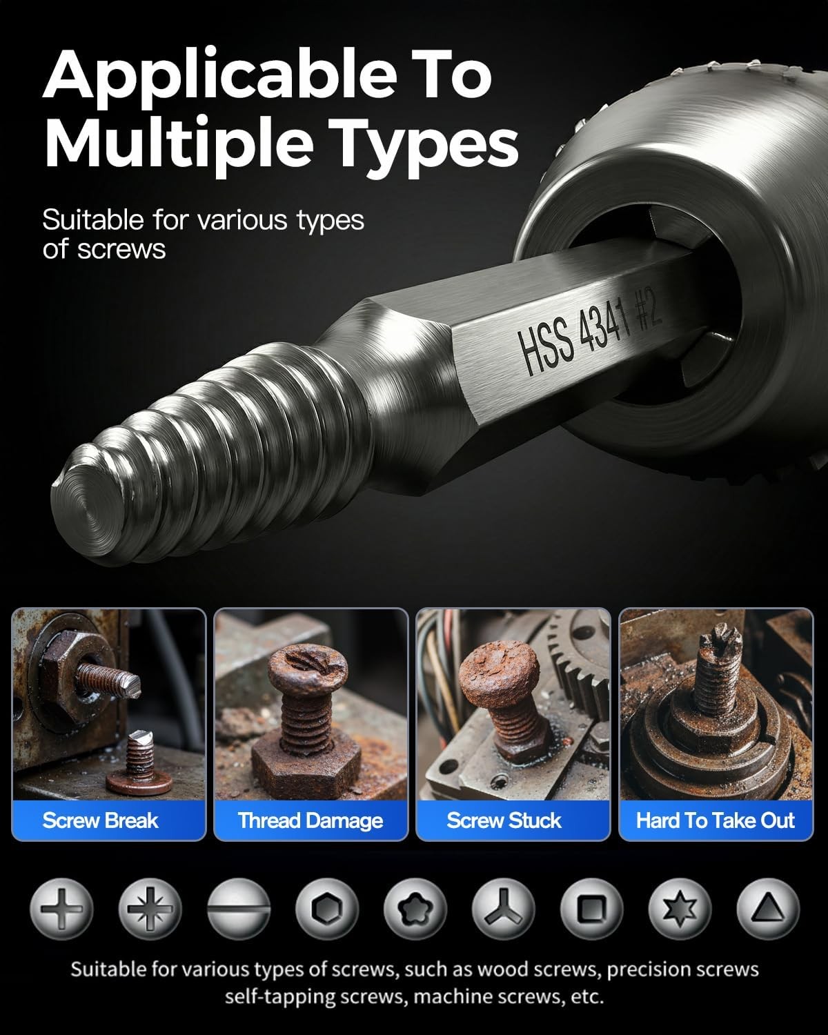 Damaged Screw Extractor Set Stripped Bolt Remover Drill Bit Kit- Gifts for Men,