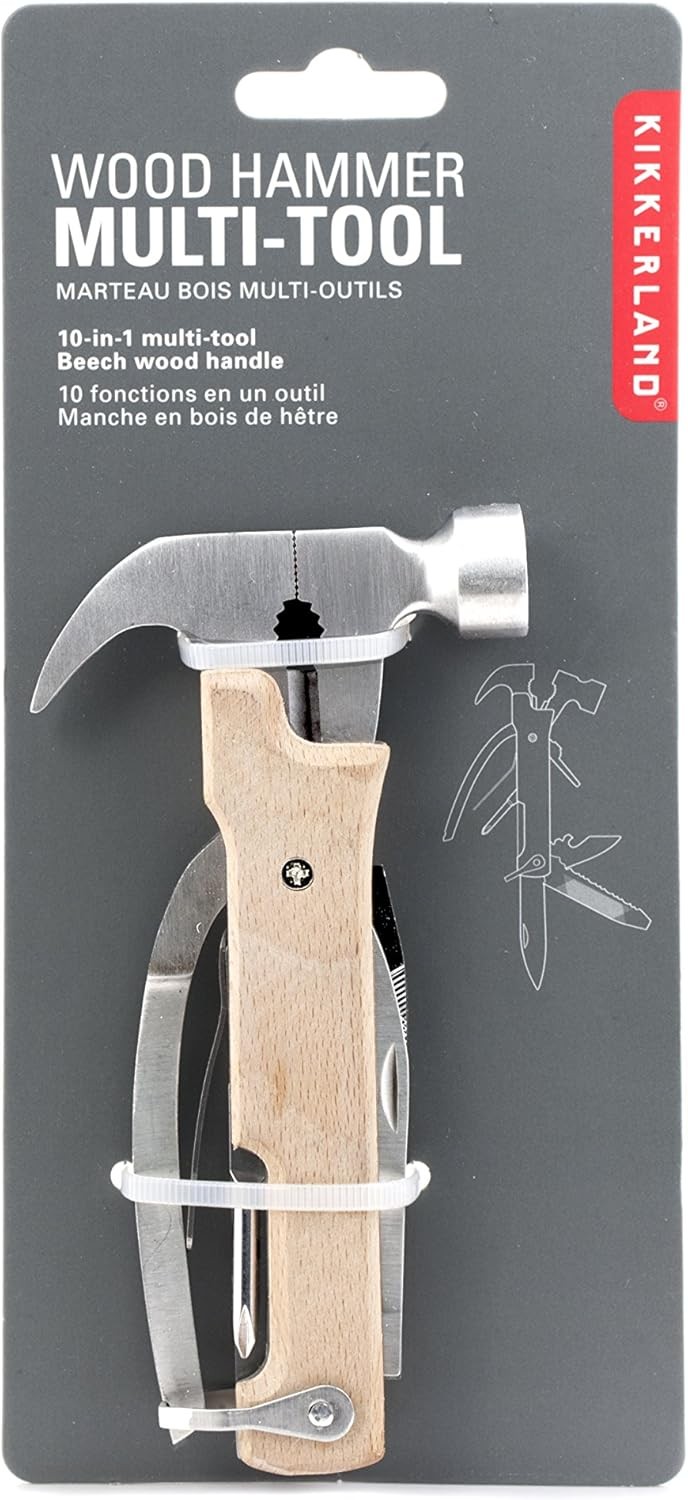 10 in 1 Pocket Compact EDC Gear Equipment Stainless Steel Multi-Tool White Wood