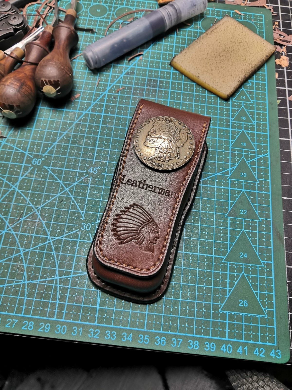 Handmade Leather Sheath Tactical Belt For Leatherman Surge Veg-Tanned