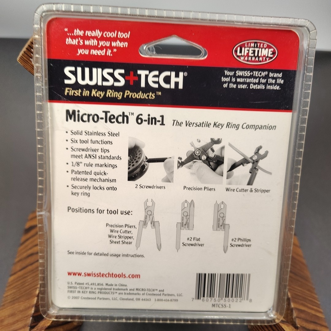 Swiss Tech Micro-Tech 6-in-1 Multi Tool 1.75″ Folding Pliers Stainless Steel NEW