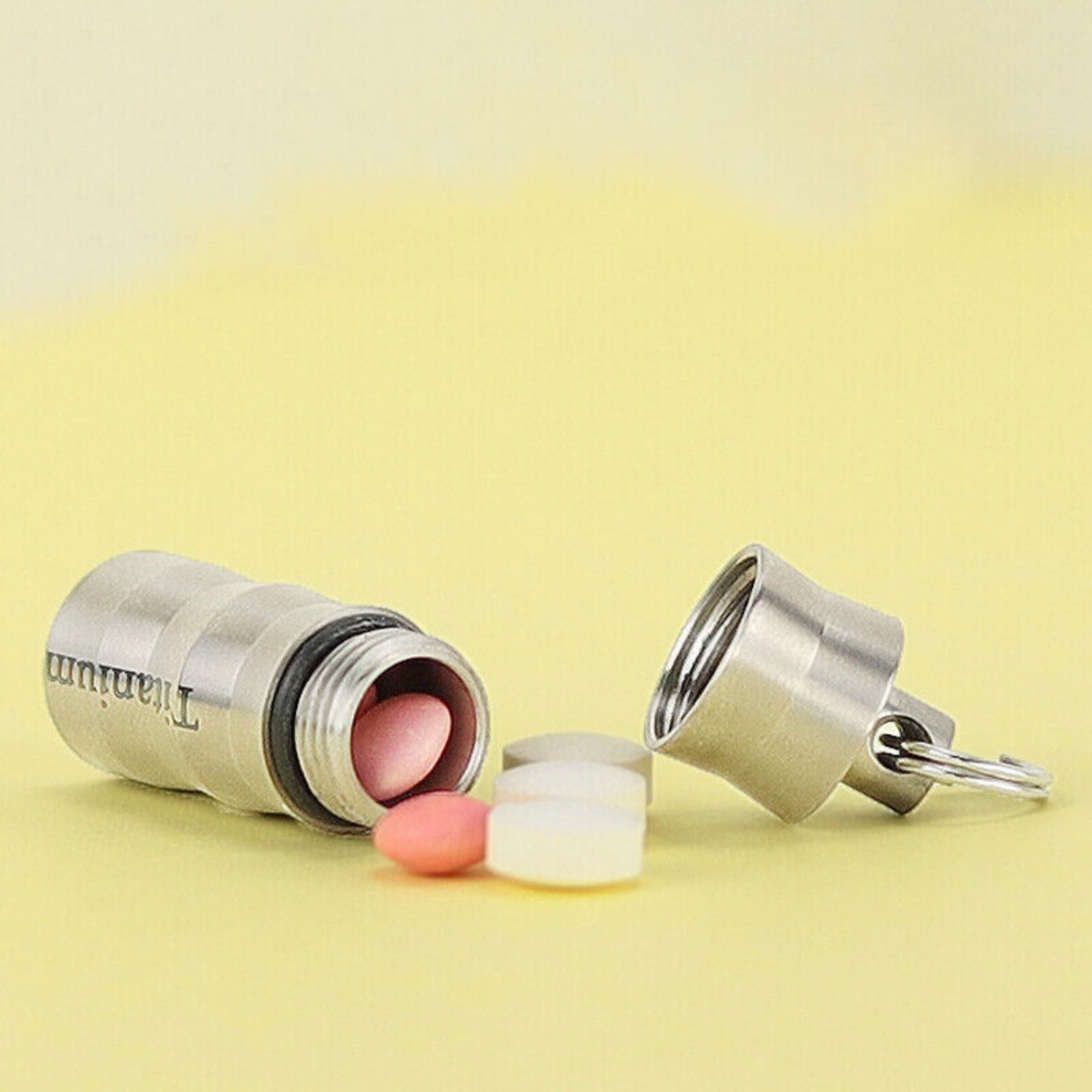 Pure Titanium Waterproof Case Box Pendant EDC Portable Bottle With Keyring