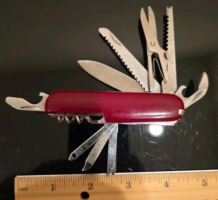 Vintage BPA EI Multi Tool Pocket Knife – 13-in-1 Folding Utility Knife – Red…